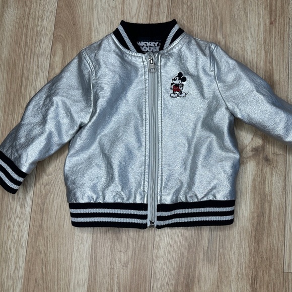 Disney Other - Mickey Mouse Disney Silver Varsity Jacket
